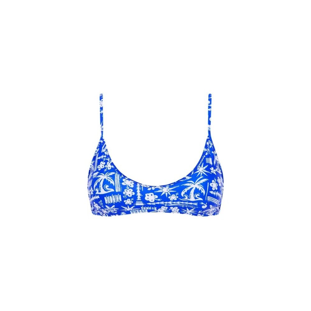 Kulani Kinis Carribean Blues Minimal Tie Back Bikini Top - Small